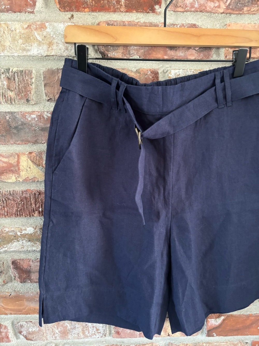Soft Surroundings Navy Blue Belted Shorts, S - Picture 2 of 5